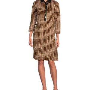 J Mclaughlin Falcon Bainbridge Printed Point Collar V-Neck Sheath Dress XL